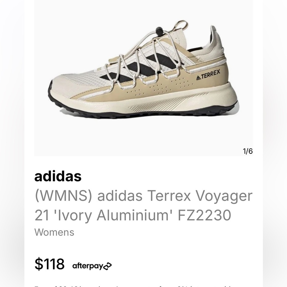 Adidas cream Terrex Voyager 21 hiking, travel, trail, all terrain shoes womens 6